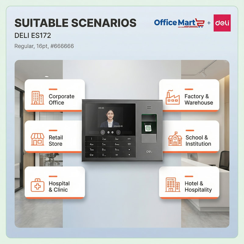 Deli ES172 fingerprint attendance machine with Scanext branding