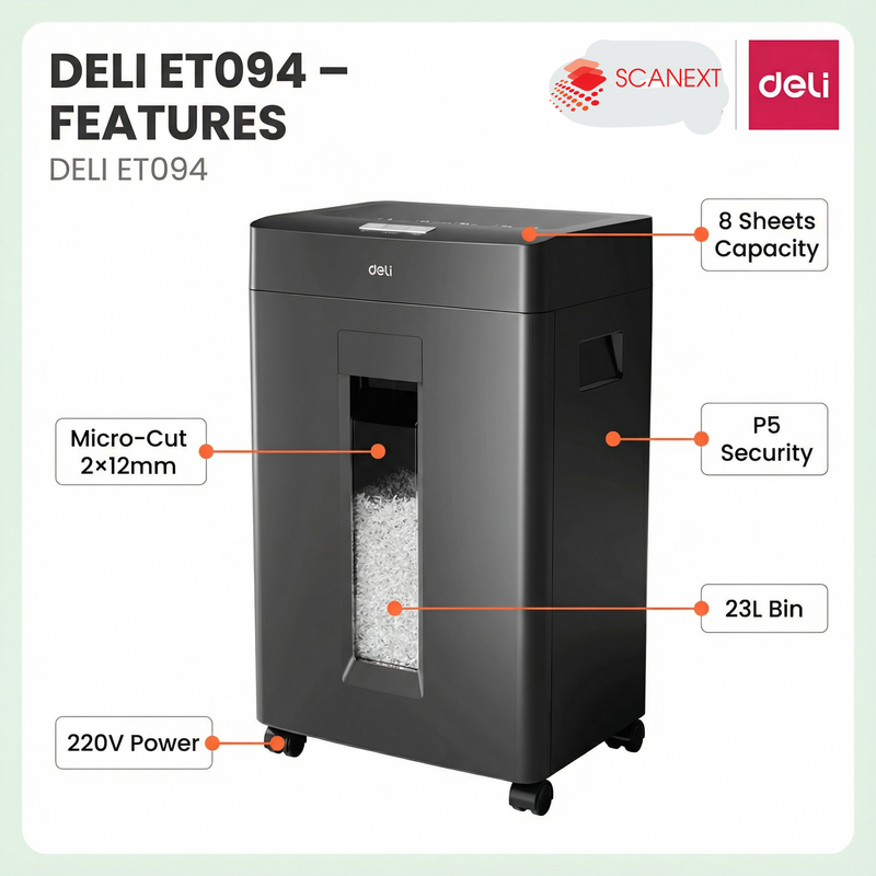 Deli ET022 office paper shredder for SME and corporate use in Malaysia