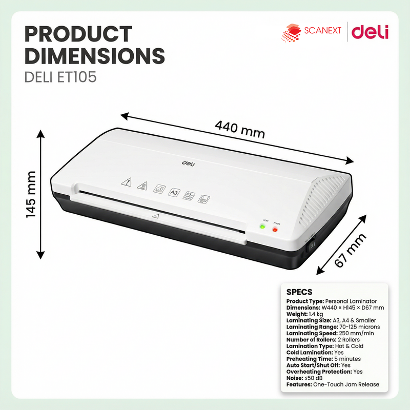 Professional A3 laminator Deli ET105 for office use Malaysia