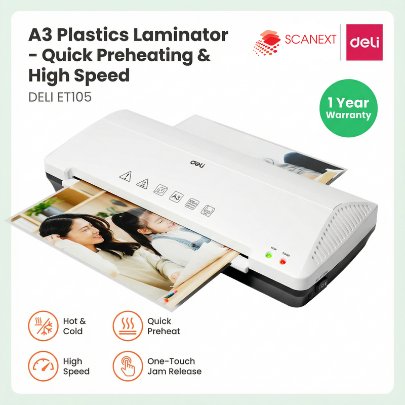 Deli ET105 laminator machine laminating A3 documents