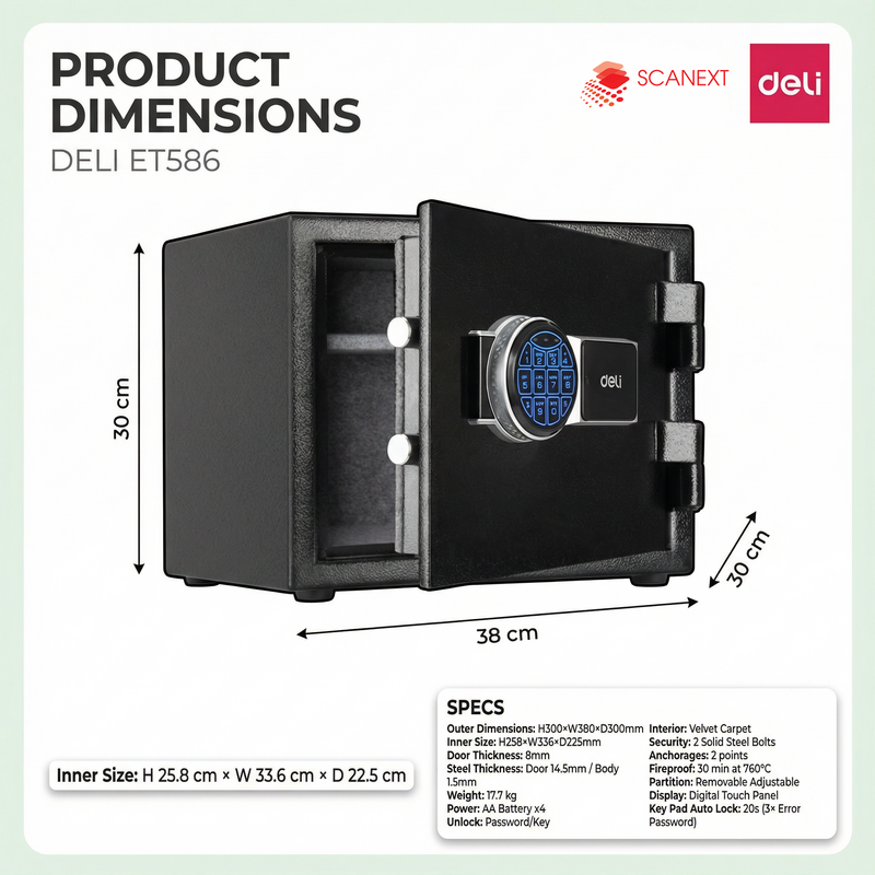 Deli ET586 office safe box for SME and admin departments in Malaysia