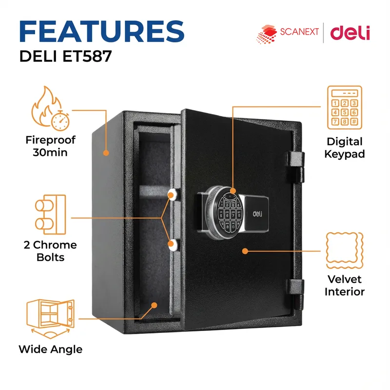 Deli ET587 office safe box suitable for SME and admin departments in Malaysia