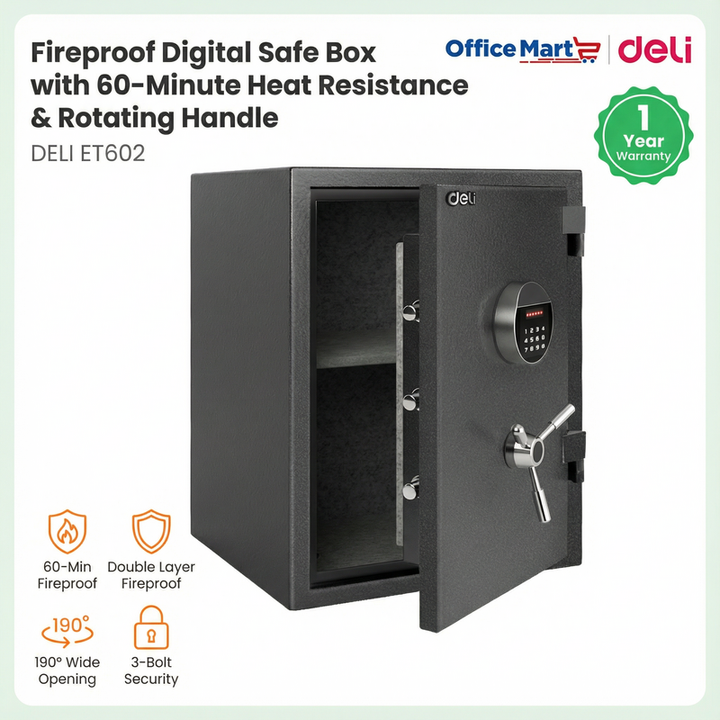 Deli ET602 office safe box suitable for SME and admin departments in Malaysia