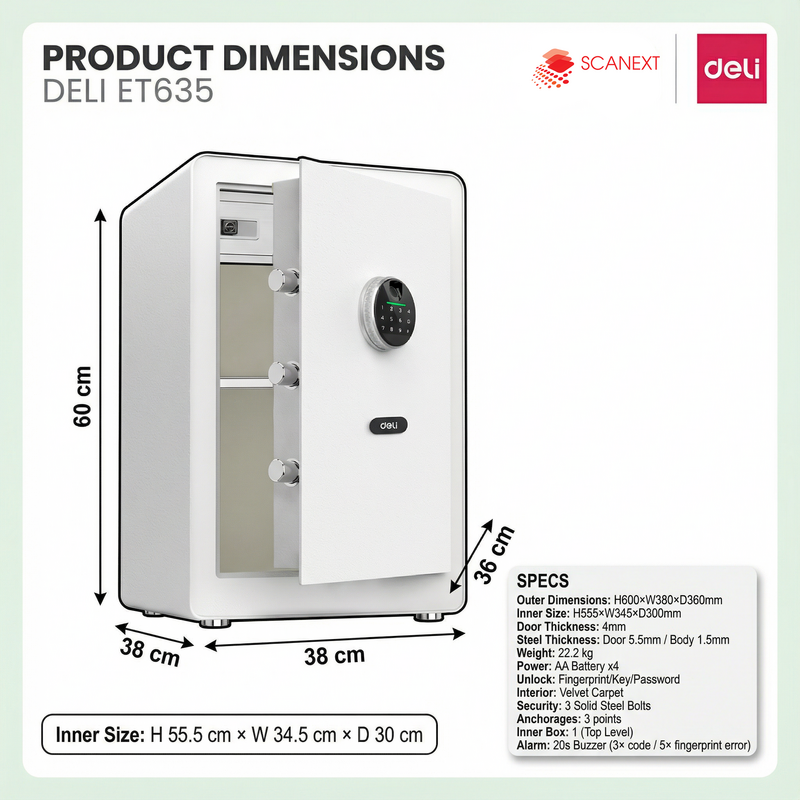 Secure cash, contracts and important files stored in Deli ET635 safe box in Malaysia workplace