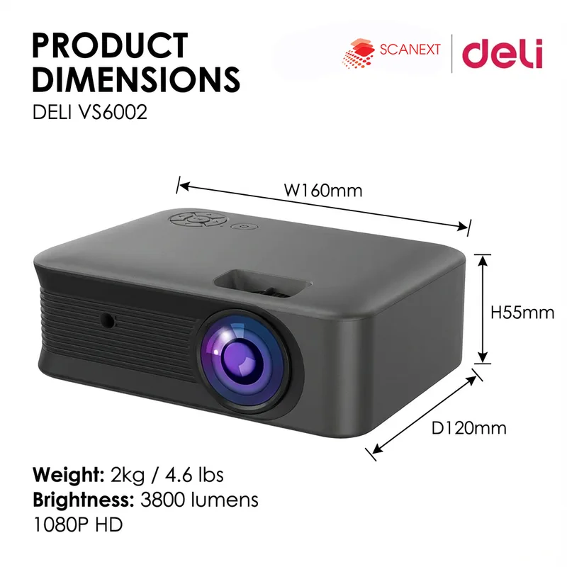 Deli VS6002 professional projector suitable for training room and seminar use in Malaysia