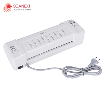 Malay female using Deli E3893-EU laminator in office Malaysia