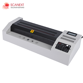 Deli E3895-EU laminating A4 documents in office environment