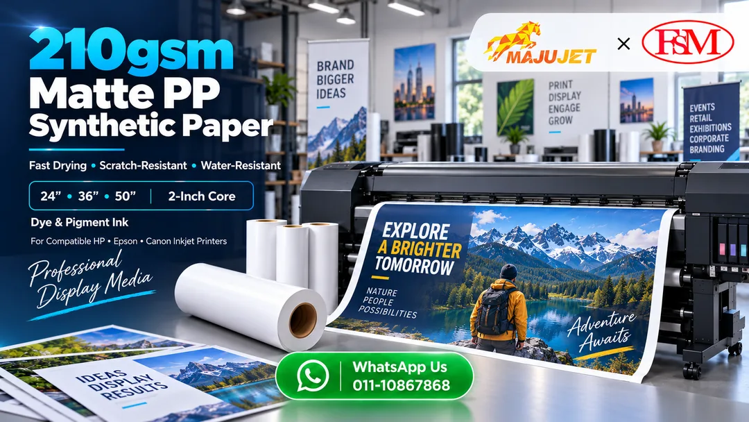 MajuJet 210gsm matte PP synthetic paper water-resistant rolls in 24 36 and 50 inch with 2-inch core for HP Epson and Canon inkjet printers Malaysia