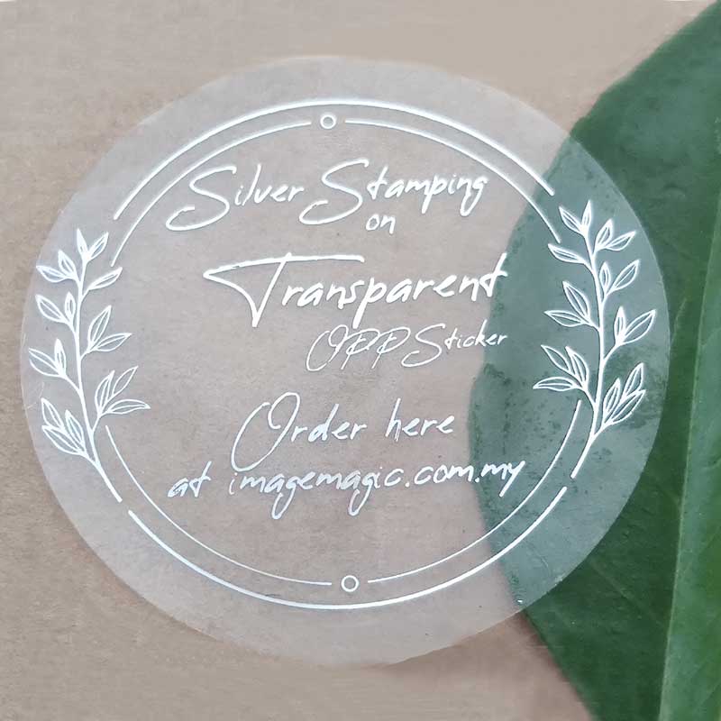 Transparent Sticker With Silver Foil Stamping Embossing