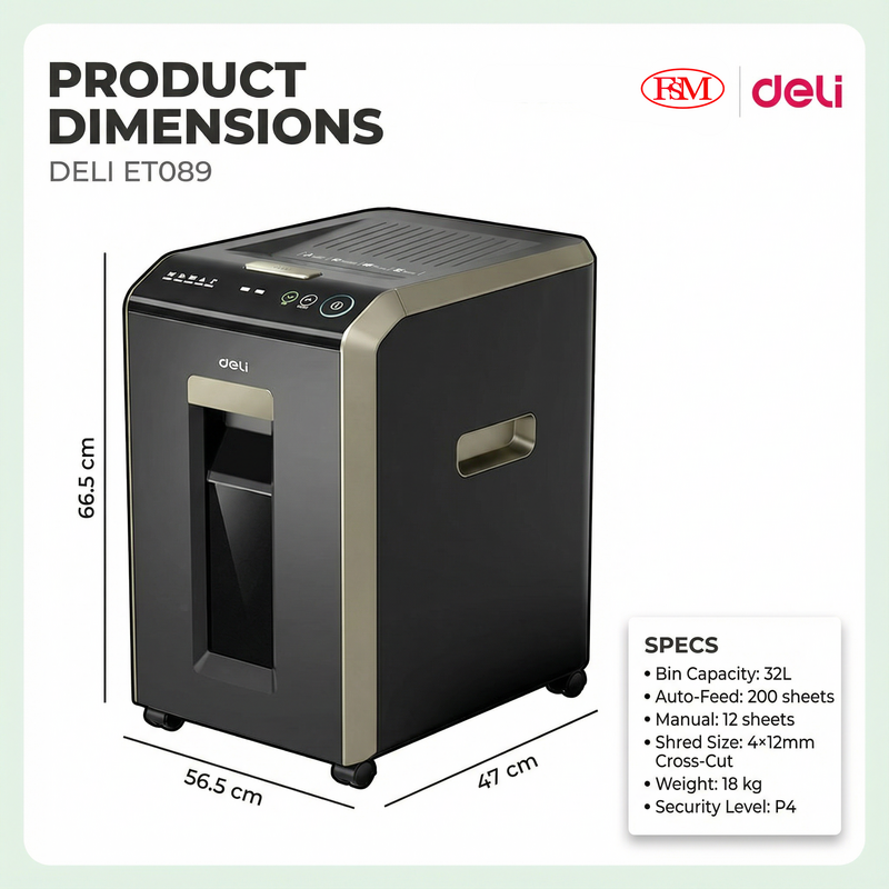 Deli ET089 Mesin Shredder Kertas Pejabat