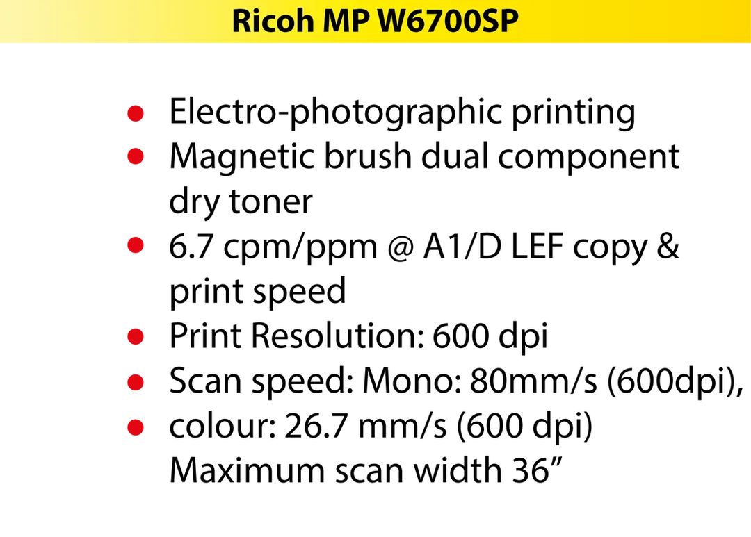 A1 A0 Laser Printer Monochrome Ricoh MPW6700SP is Wide Format Photocopy Machine