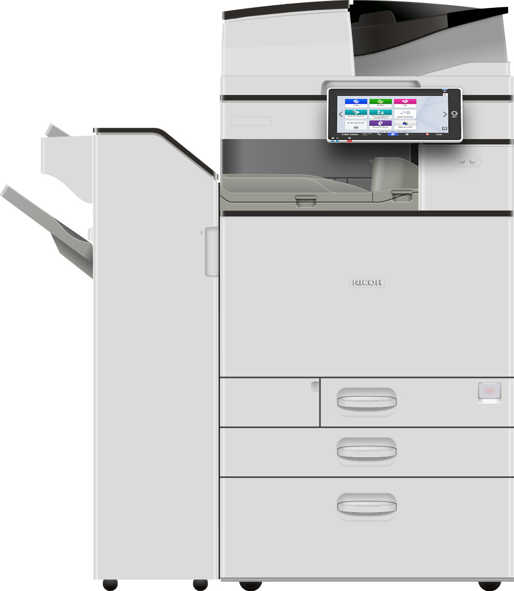 Ricoh IMC3500 with Pedestal Cabinet and Stapler Finisher