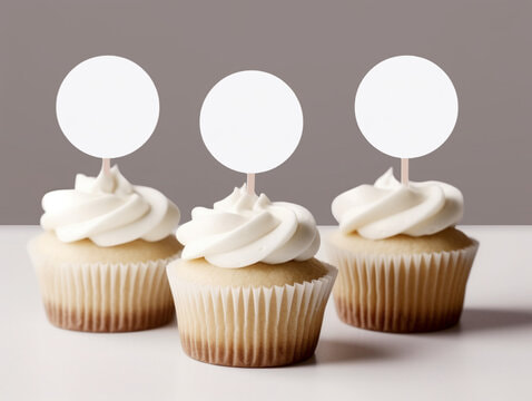 Printed toothpick flags used for cupcakes and food branding at event and party setup