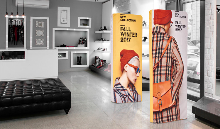 Custom printed anti-theft gate advertising cover totem for shopping mall retail entrance campaigns