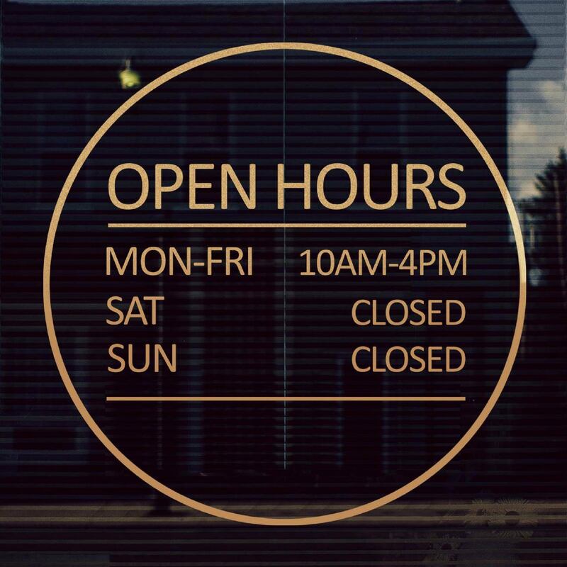 Print Business Hour Sticker With Transparent Or White Based Sticker Material