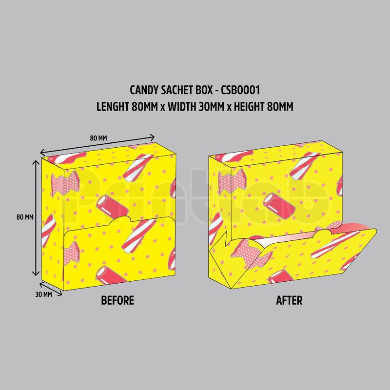 Candy Sachet Box, Flip Out Open Dispenser Box Printing