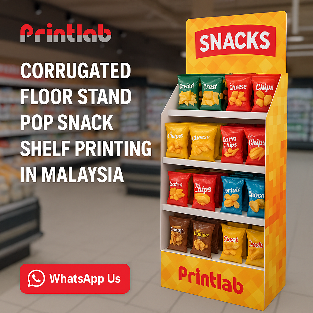 Corrugated Floor Stand POP Snack Shelf Printing in Malaysia