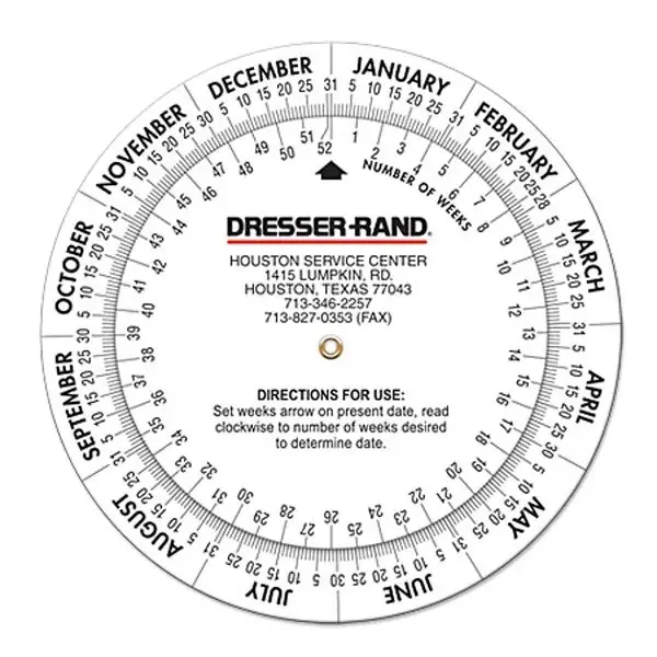 Custom promotional date wheel calculator for healthcare logistics warranty agriculture and corporate planning