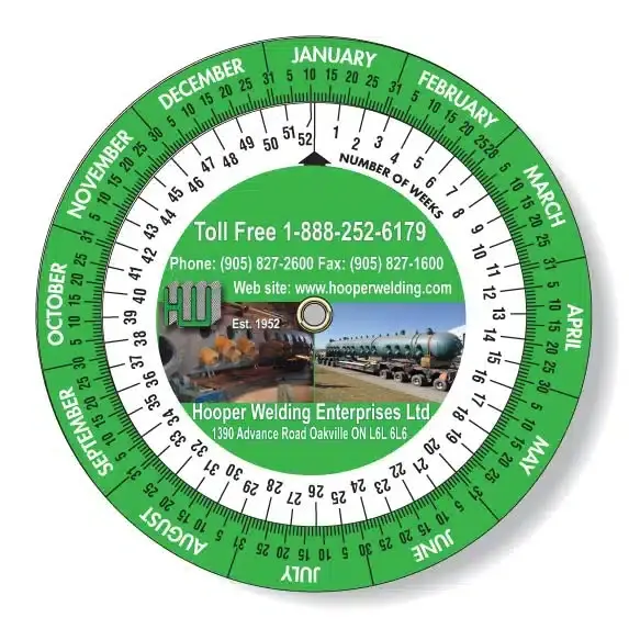 Custom date finder wheel printing in KL with rotating calendar calculator for delivery appointment and scheduling use