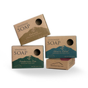 Printed kotak sabun with ingredients, QR code, and branding for professional soap packaging