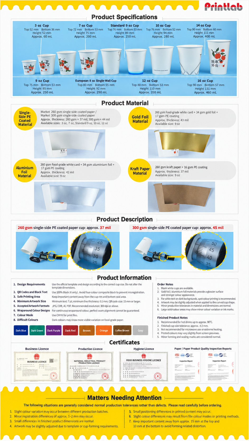 Custom paper cups for cafe launch, event giveaway and takeaway drink promotion by Printlab KL