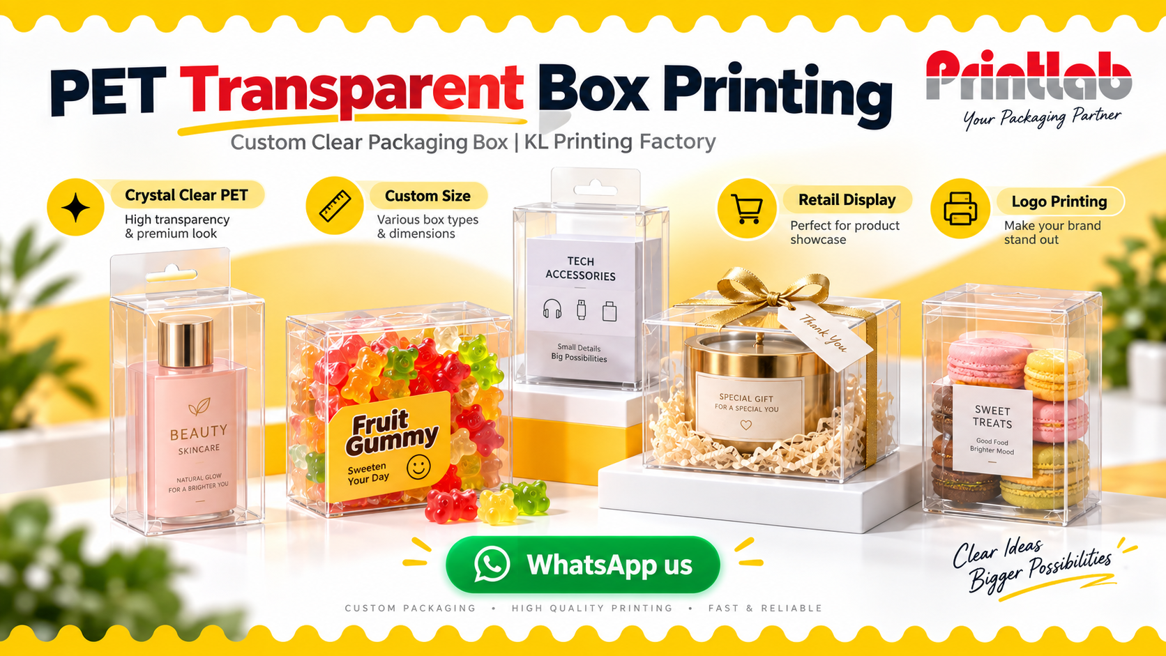 Custom PET transparent clear packaging box printing in KL by Printlab Bandar Sri Damansara