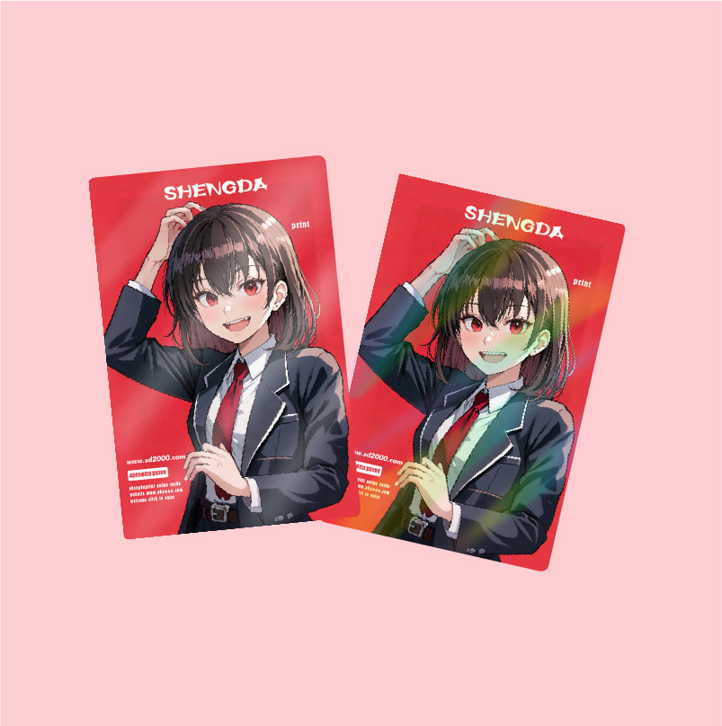 Custom digital anime trading cards printed in small quantities with vibrant colors