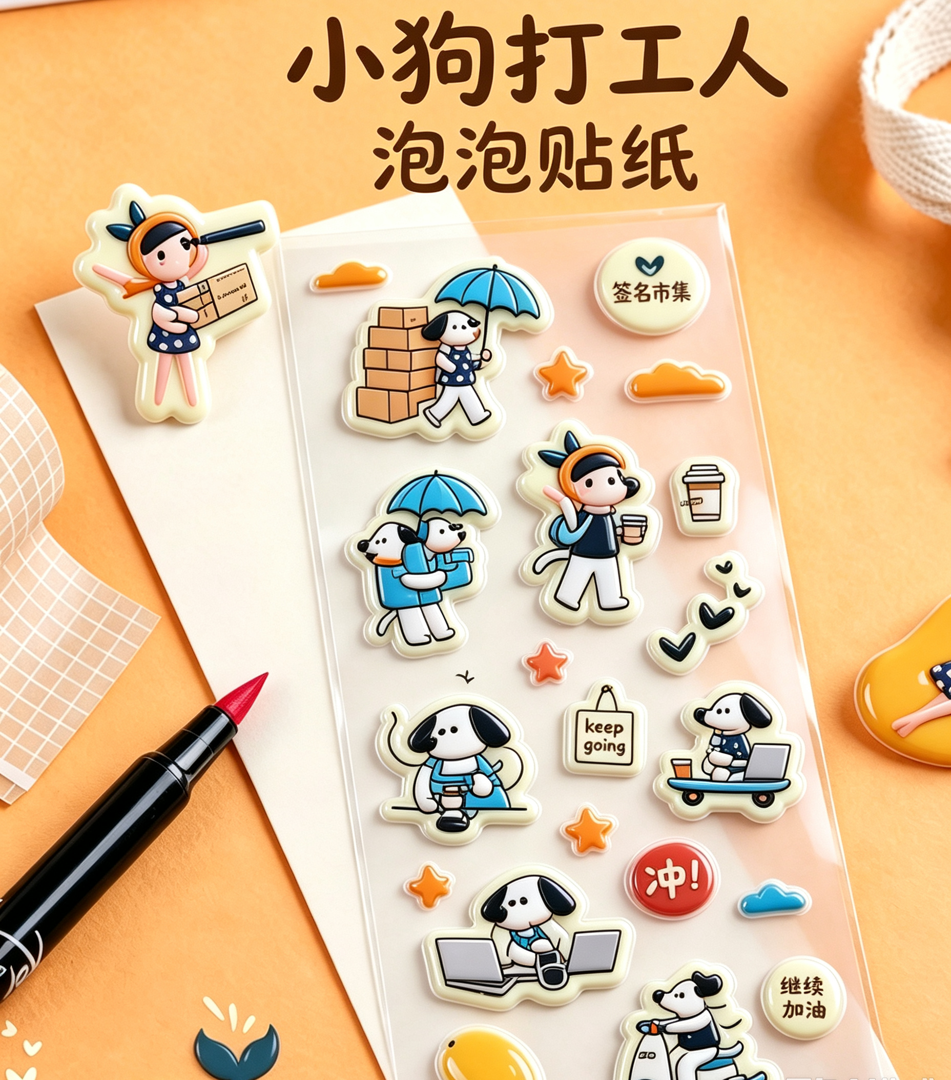 Epoxy 3D Foam bubble puff sticker 滴胶泡泡贴