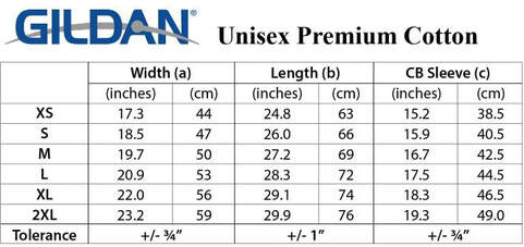 T-shirt Size Chart