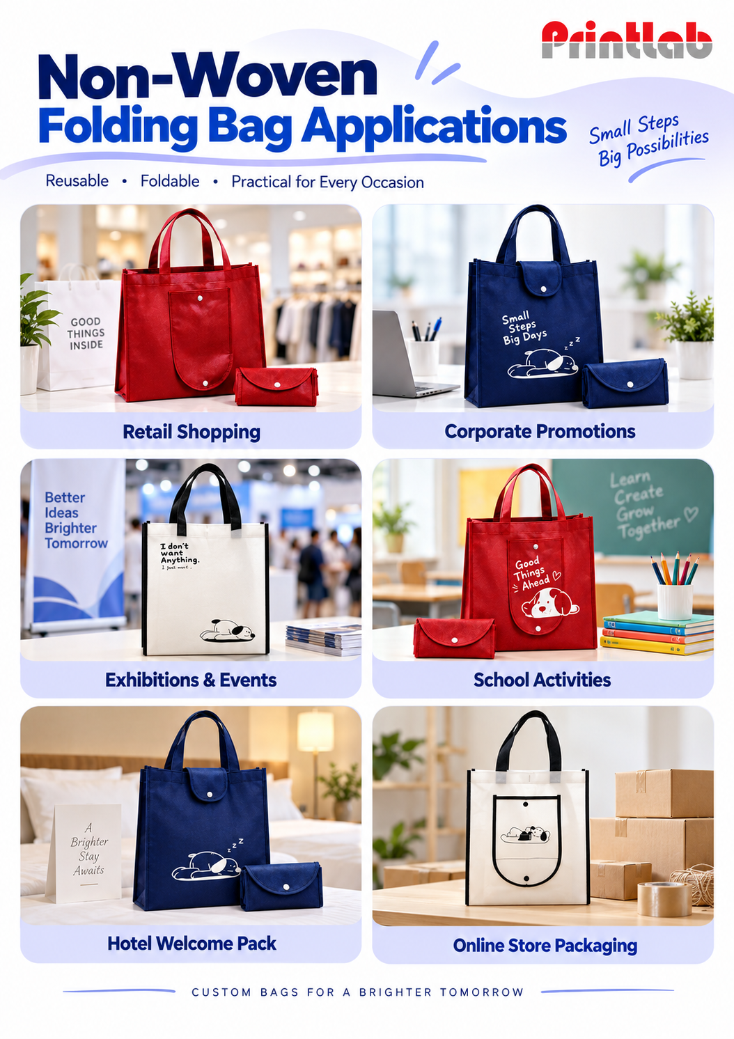 Custom Print Non Woven Folding Bag Application By Printlab KL PJ