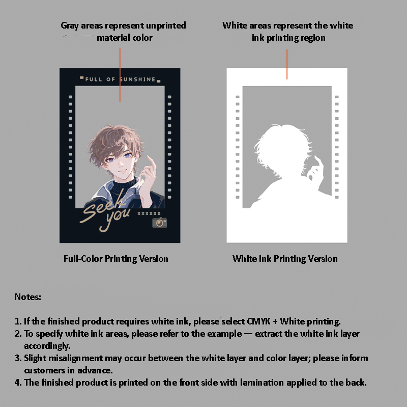 Custom PET clear anime cards printed with white ink for vibrant colors