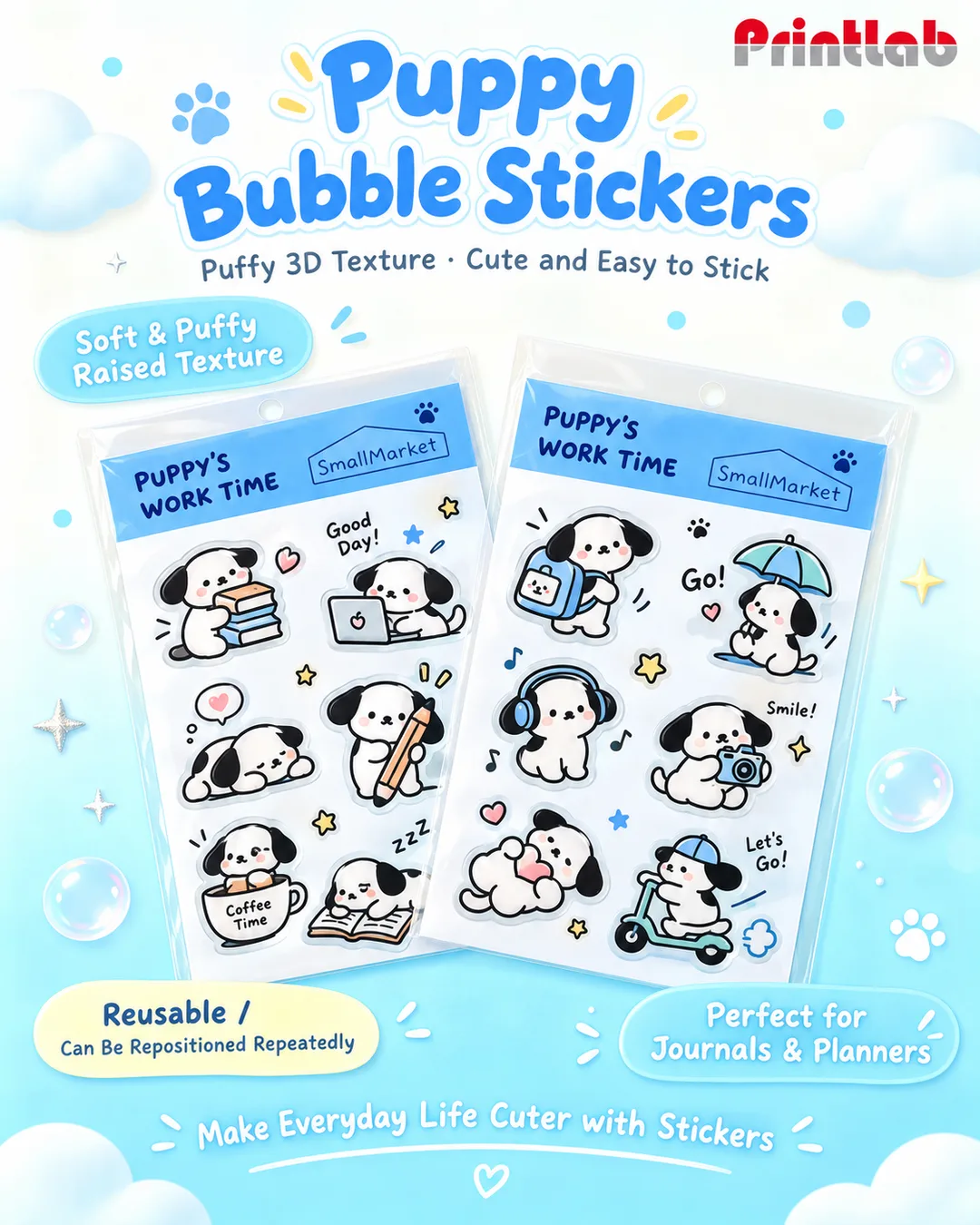 Print custom 3D Foam bubble puff sticker kl Malaysia Printlab
