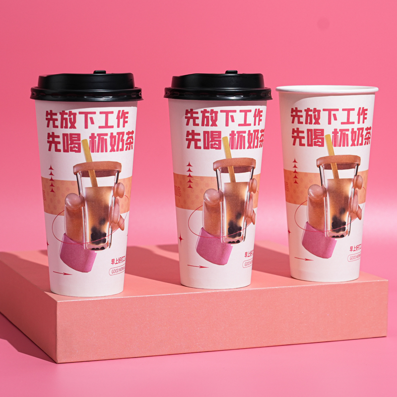 Double-wall hot paper cup printing with custom logo, cafe branding and WhatsApp order CTA by Printlab KL.