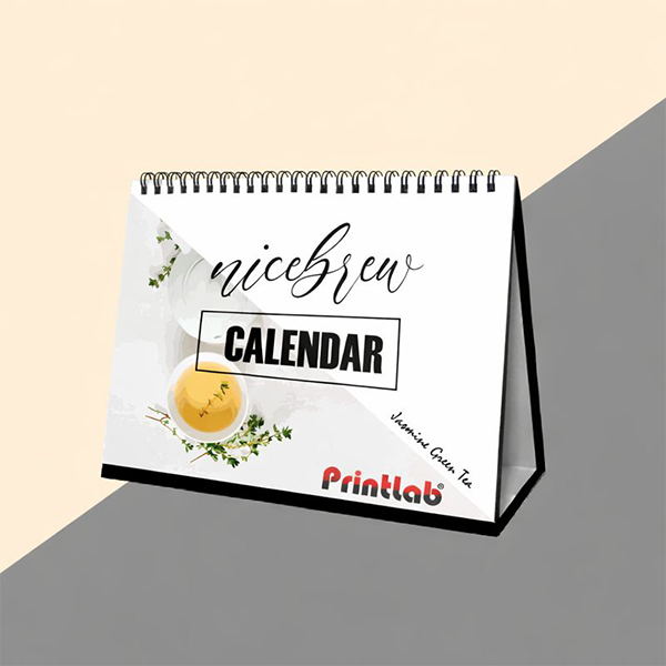 Custom desk calendar printing Malaysia by Printlab, premium table calendar design for corporate and office use