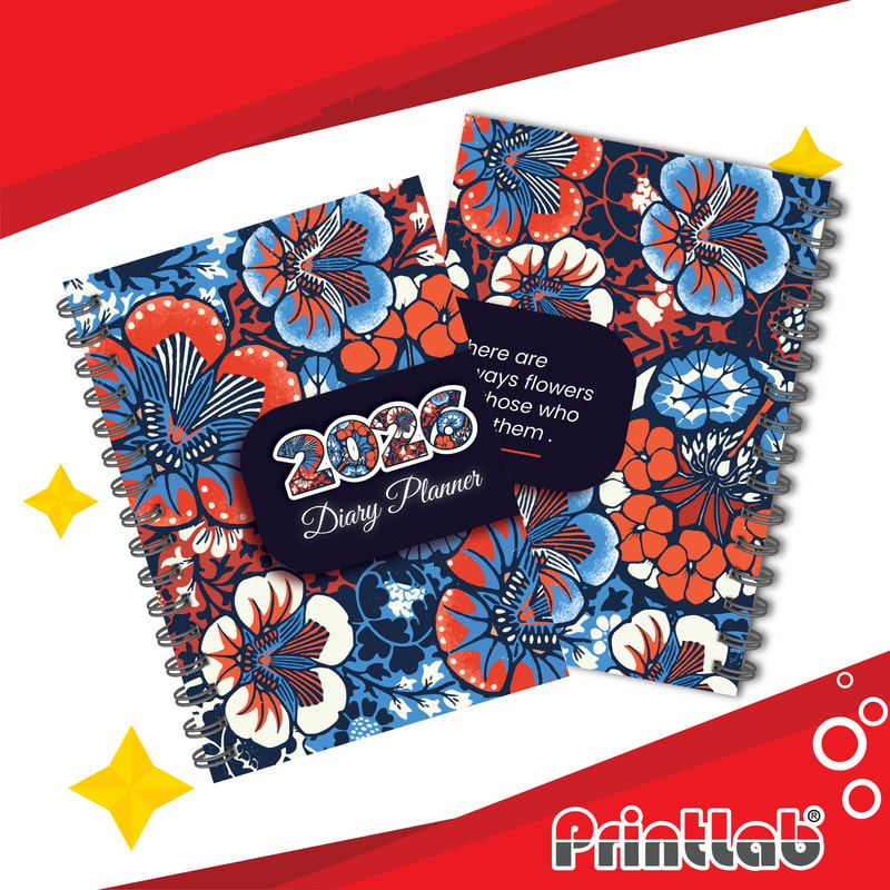 Diary planner custom printing Malaysia by Printlab, spiral notebook design for corporate, office and school use
