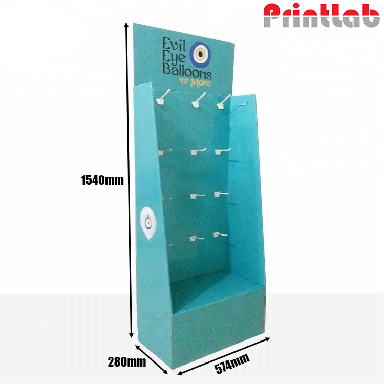 Custom Cardboard Floor Display Stand with Hooks Printing in Malaysia