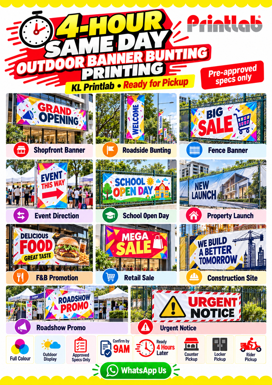 Same day urgent outdoor banner bunting printing in KL with 4 hour express service by Printlab KL PJ