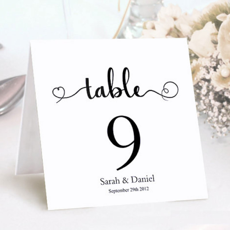 Table Number Card