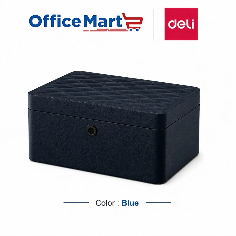 Deli AE205 blue jewellery safe featuring fingerprint unlocking and luxury jewellery protection