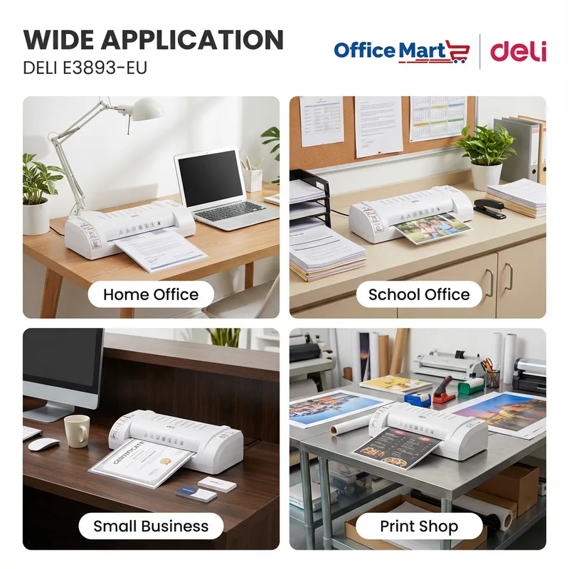 Deli E3893-EU A4 laminator for home office, school office, small business and print shop document lamination