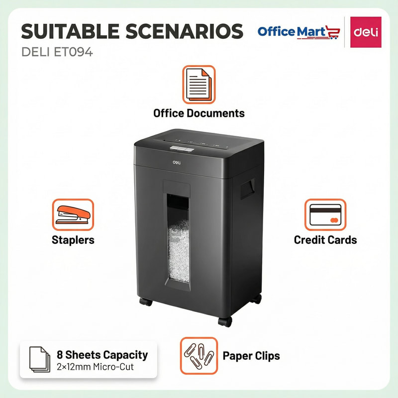 DELI ET094 micro cut shredder for office documents credit cards paper clips and staplers Malaysia