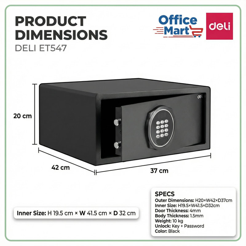 Deli ET547 digital hotel safe dimensions Malaysia