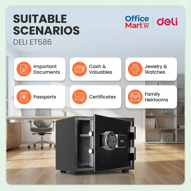 Deli ET586 safe for documents cash and valuables