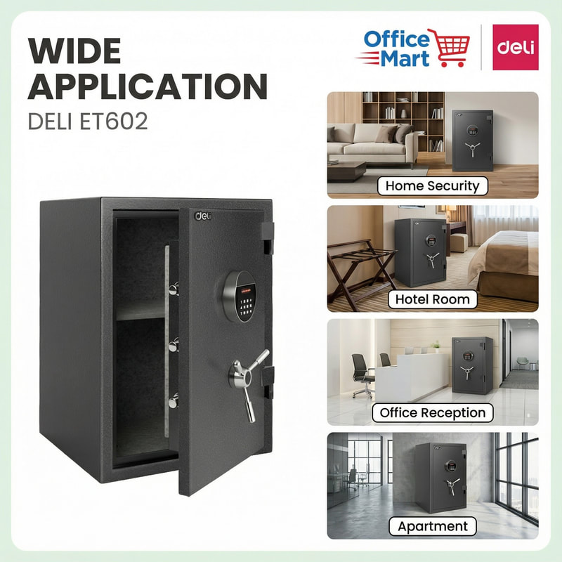 Deli ET602 fireproof digital safe box for home security hotel room office reception and apartment Malaysia