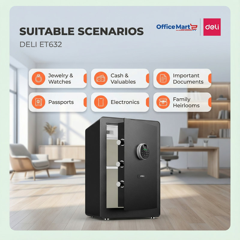 Deli ET632 fingerprint safe suitable for jewellery cash documents passports electronics Malaysia