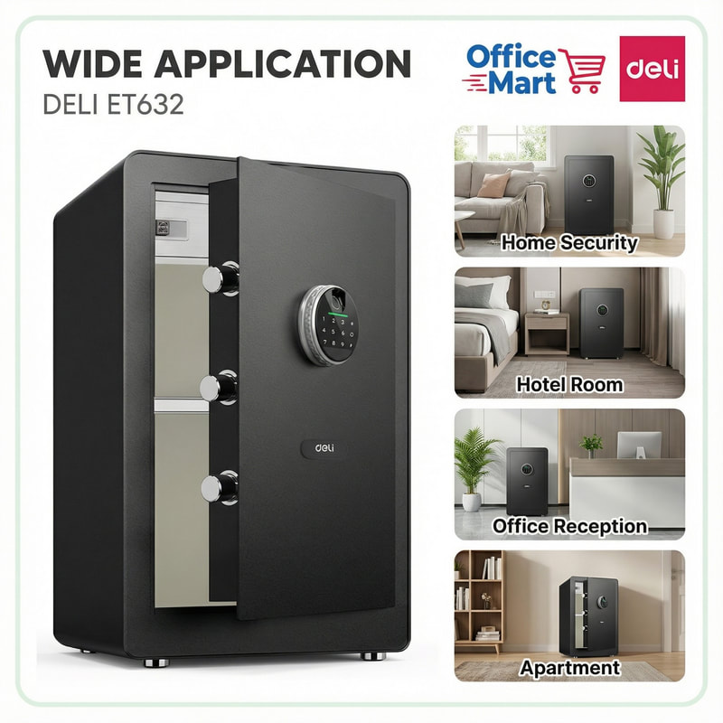 Deli ET632 fingerprint safe box for home security hotel room office reception apartment Malaysia