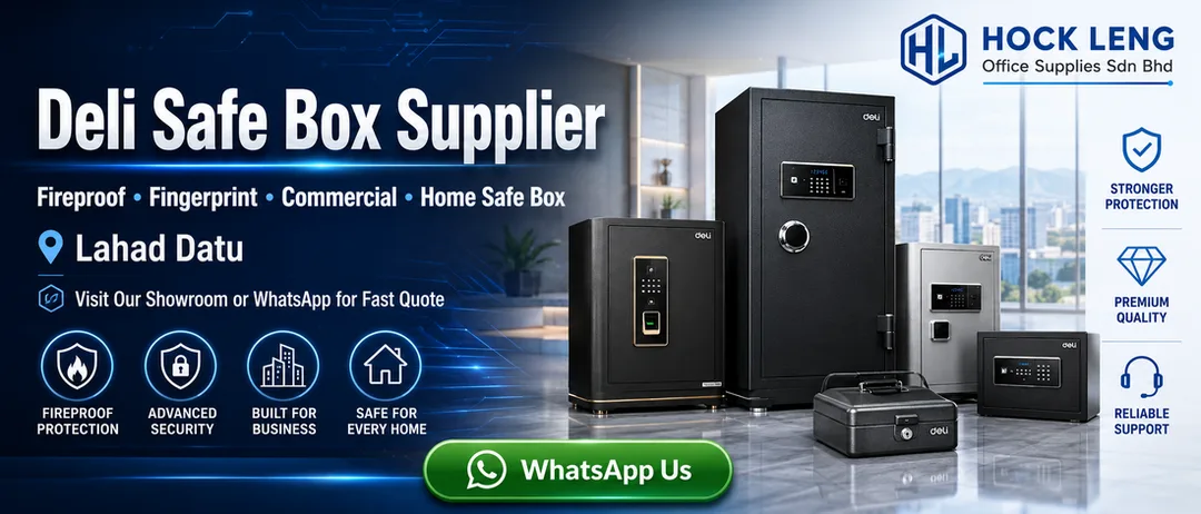 Deli safe box supplier in Lahad Datu Sabah Hock Leng Office Supplies with fireproof fingerprint digital commercial home and hotel safe box models