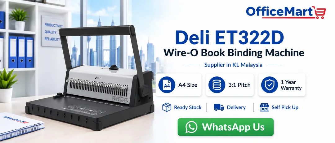 Deli ET322D Wire-O Book Binding Machine supplier in KL at Office Mart Bandar Sri Damansara