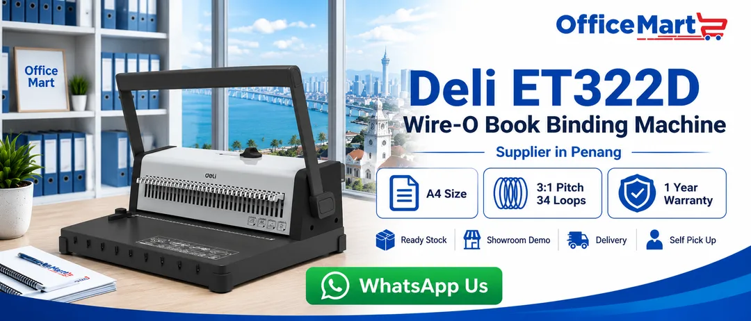 Deli ET322D Wire-O Book Binding Machine supplier in Penang at Office Mart Gelugor