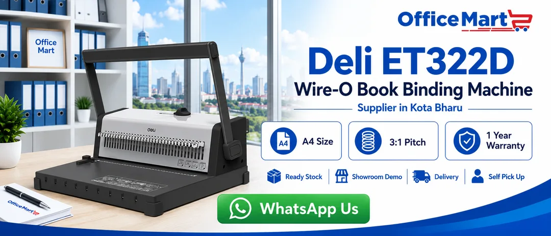 Deli ET322D Wire-O Book Binding Machine supplier in Kota Bharu Kelantan at Office Mart